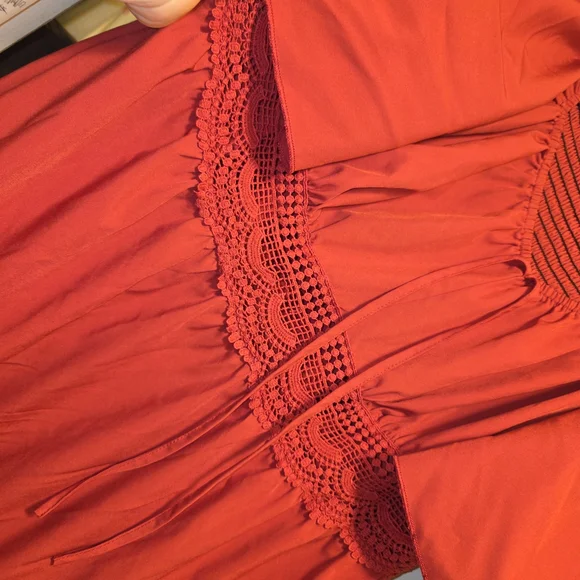 SHEIN Red Off-Shoulder Tiered Maxi Dress - Picture 2 of 3